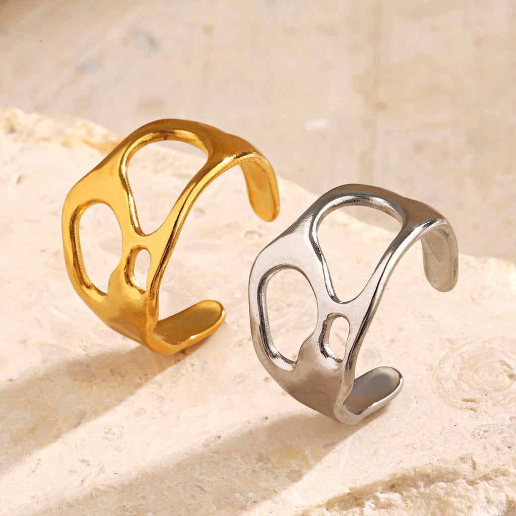 Geometric Open Titanium Steel Ring