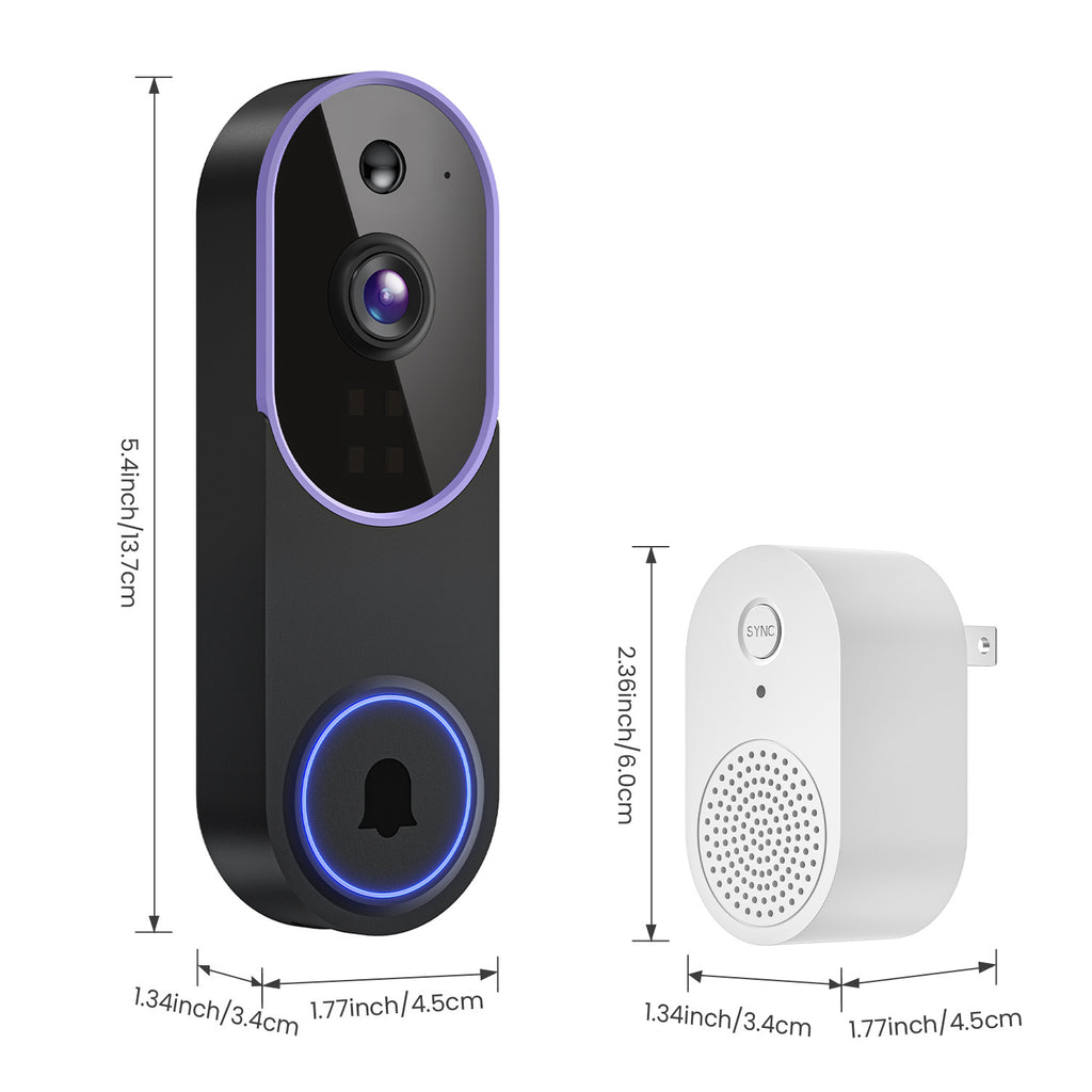 Video Doorbell Camera with Voice Intercom, Monitoring, Wifi, Hd Night Vision, Smart Doorbell, Electronic Peephole