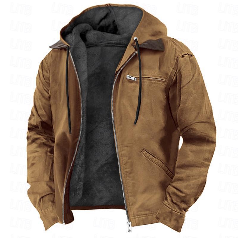 Mens Fleece-Lined Hooded Jacket