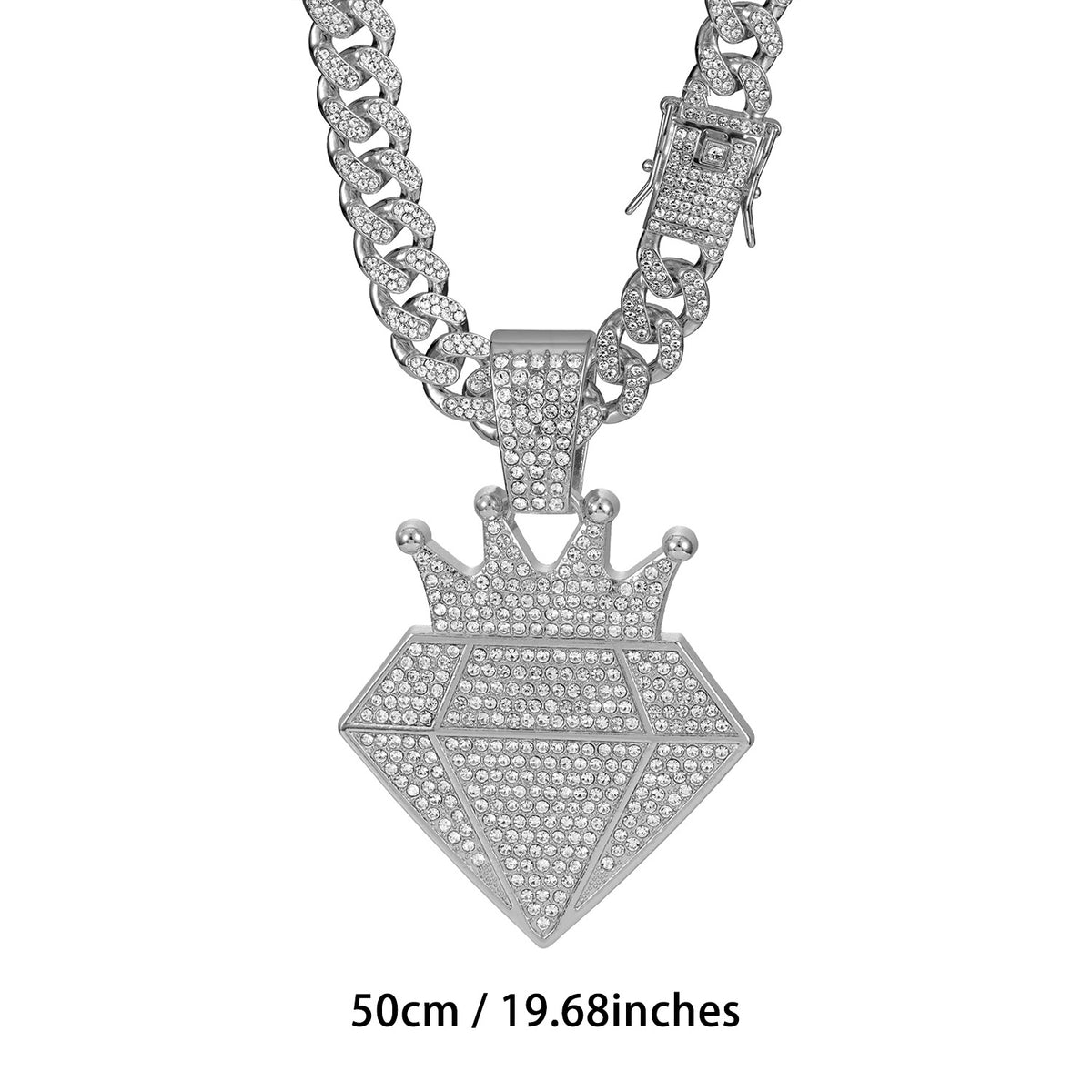alloy diamond studded crown diamond Cuban necklace pendant