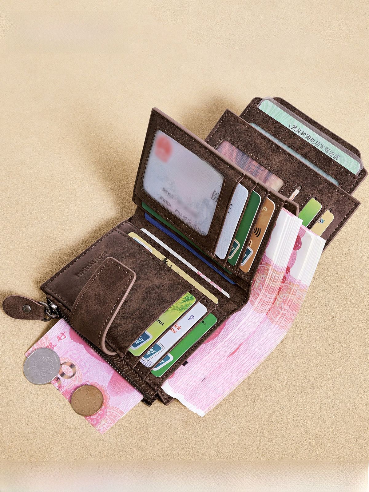 Mens Detachable Short Genuine Leather Wallet