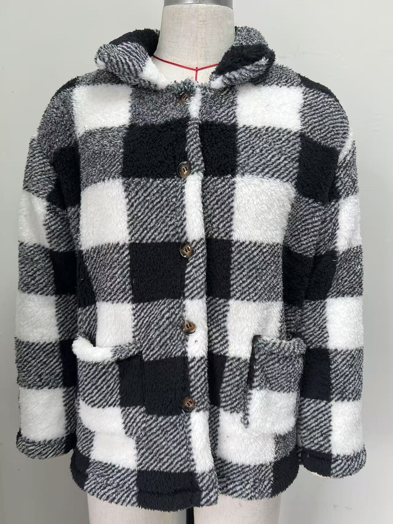 Womens Reversible Plaid Velvet Jacket