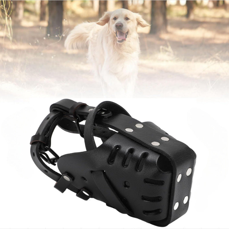 Dog muzzle, mouth guard to prevent biting, barking, and indiscriminate eating.