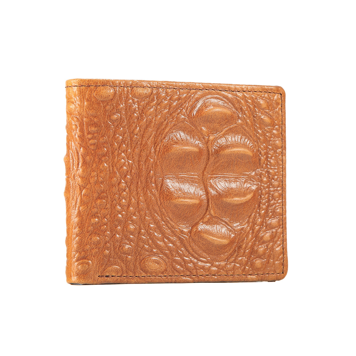 Mens Genuine Leather Short Wallet with Crocodile Pattern