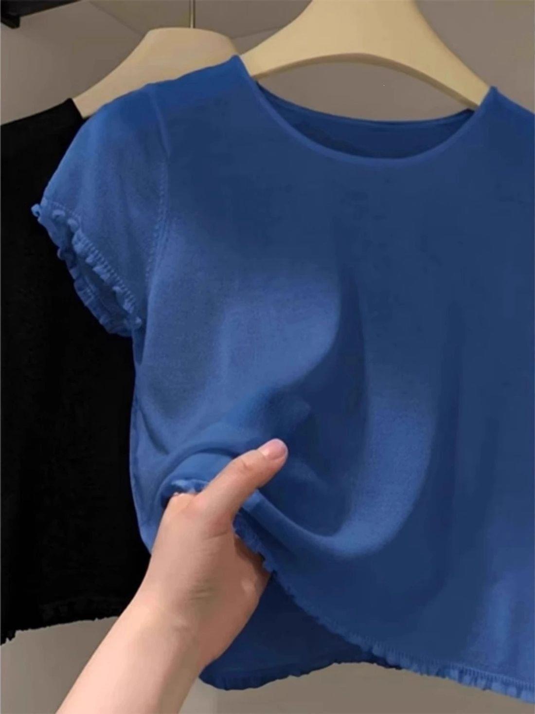 Ice Silk Lace Design Oversized T-Shirt
