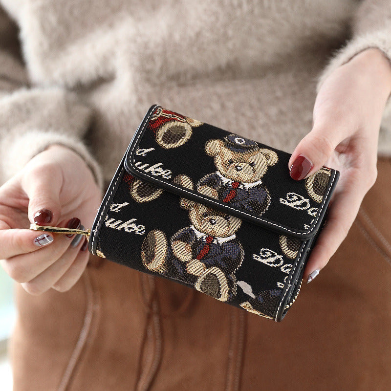Korean Style Corduroy Folding Wallet