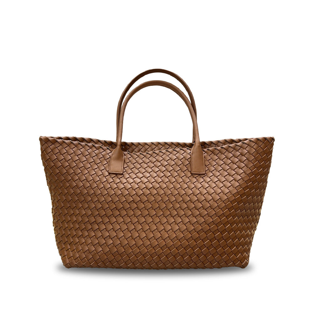 Genuine Leather Woven Tote Bag