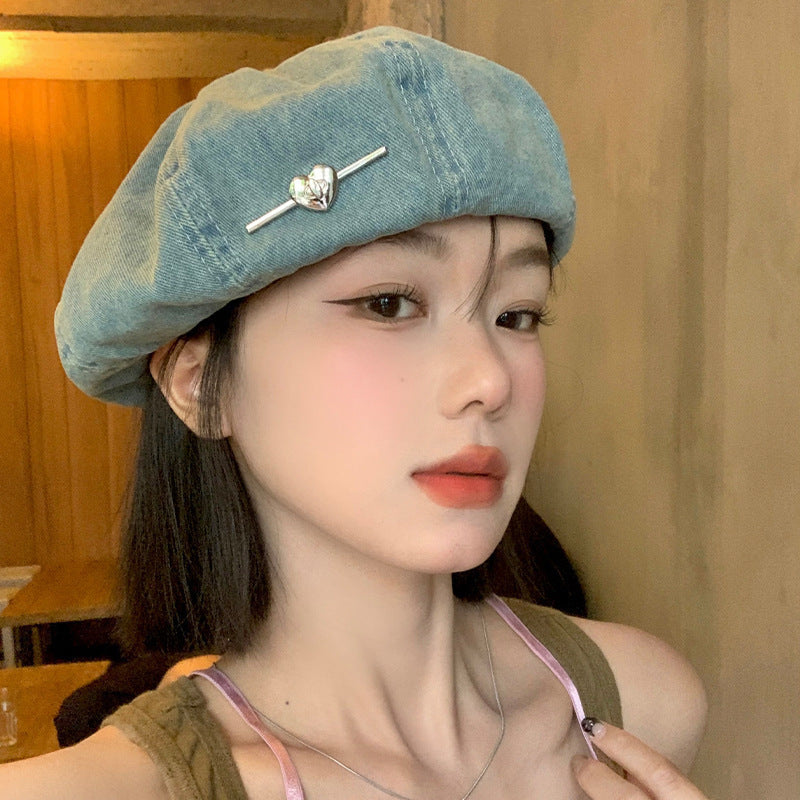 Washed Denim Newsboy Cap