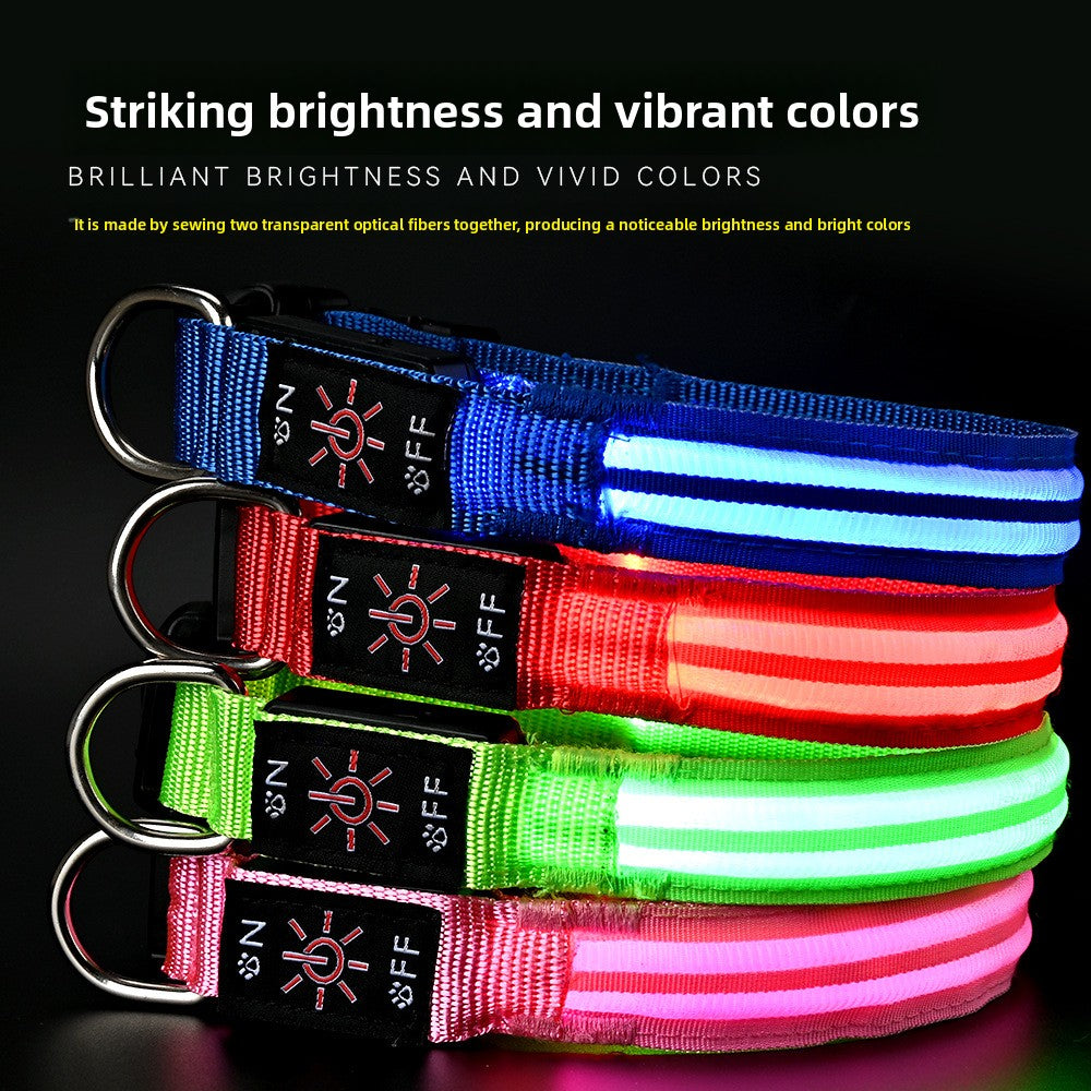 USB Rechargeable Waterproof LED Dog Collar with Dual Light Modes