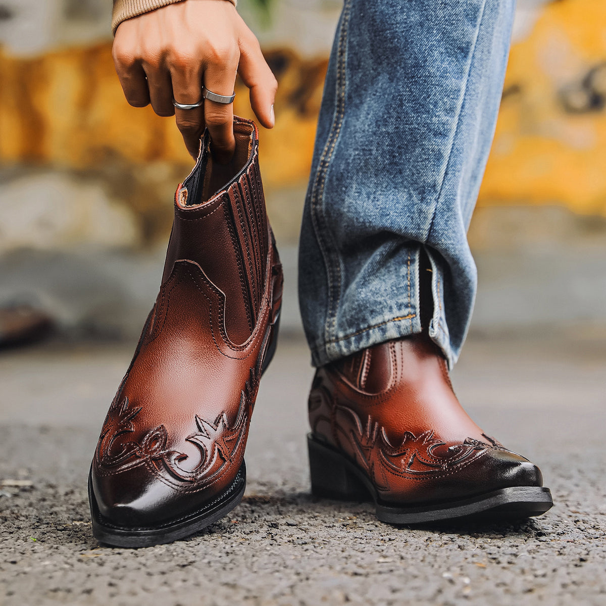 Western-Style Hand-Painted Martin Boots
