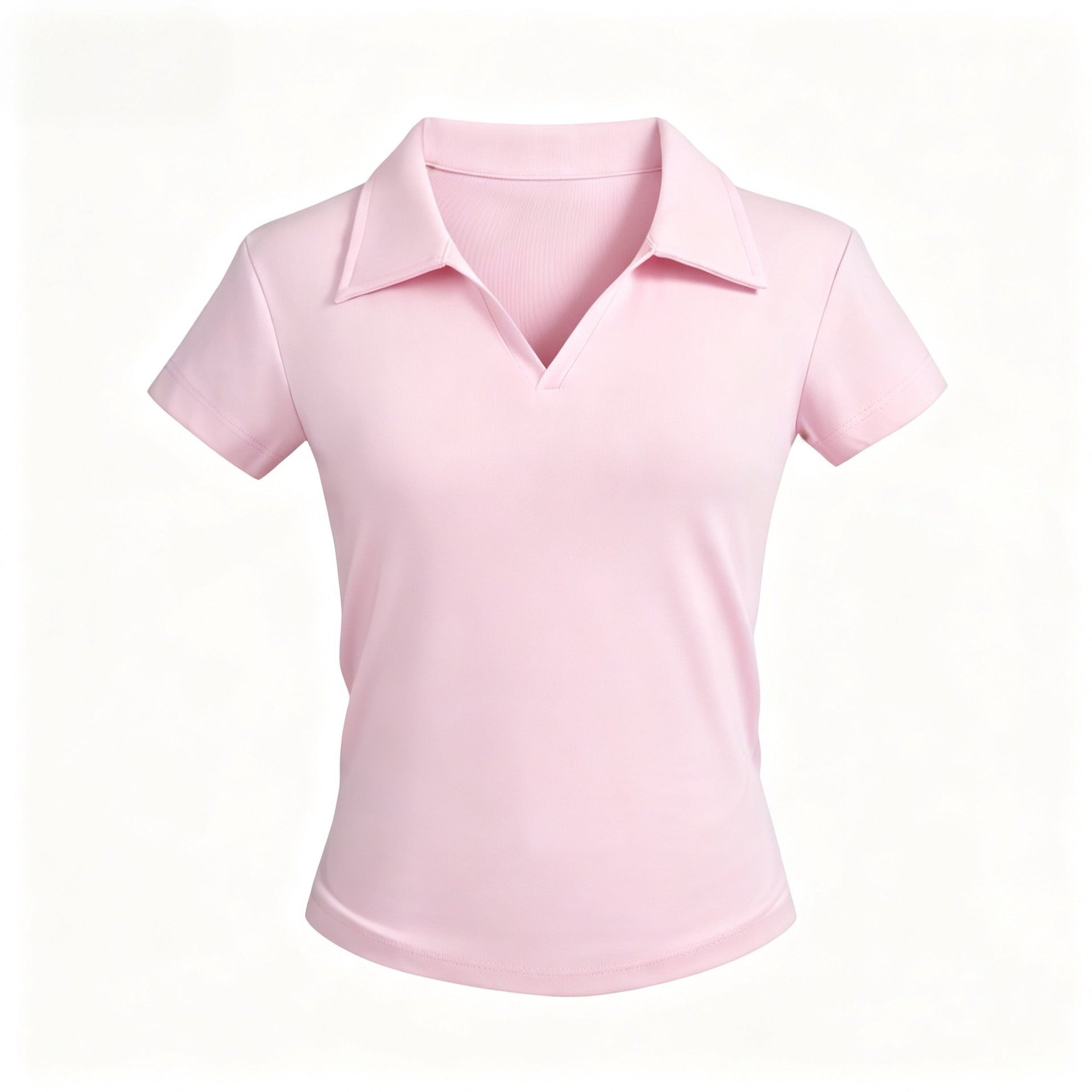 Small V-Neck,Short Fit, Waist-Cinching, Slim Fit Short-sleeve T-shirt