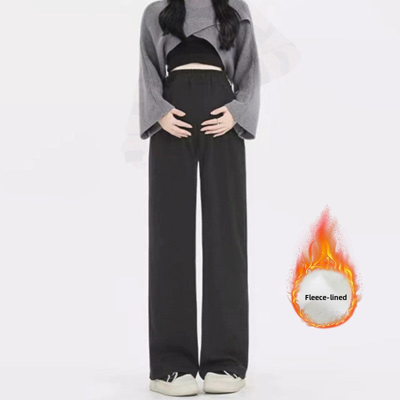Maternity Wide-Leg Fleece-Lined Warm Leggings