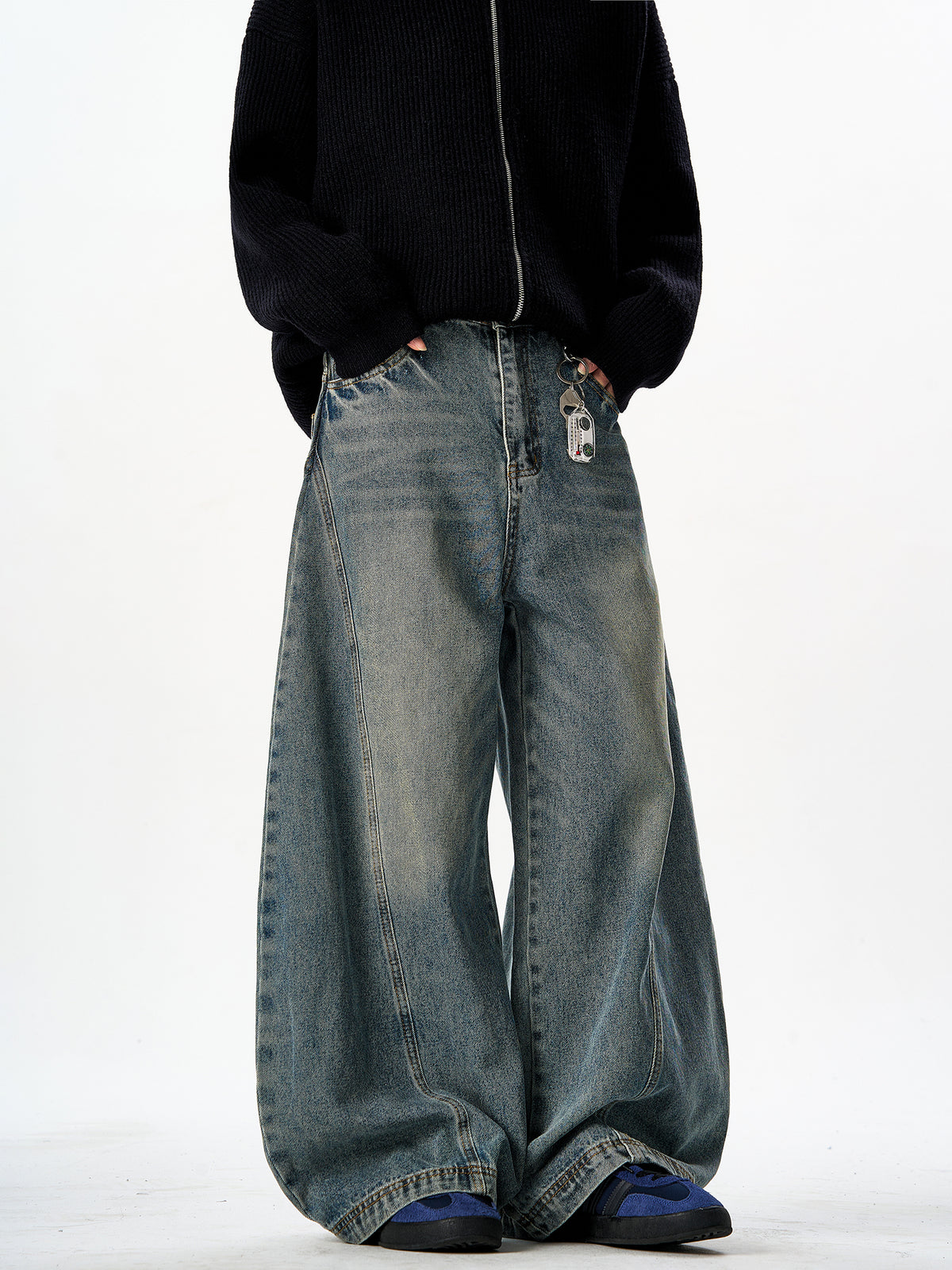 American Retro Washed Denim Jeans Unisex Loose Straight-Leg Pants