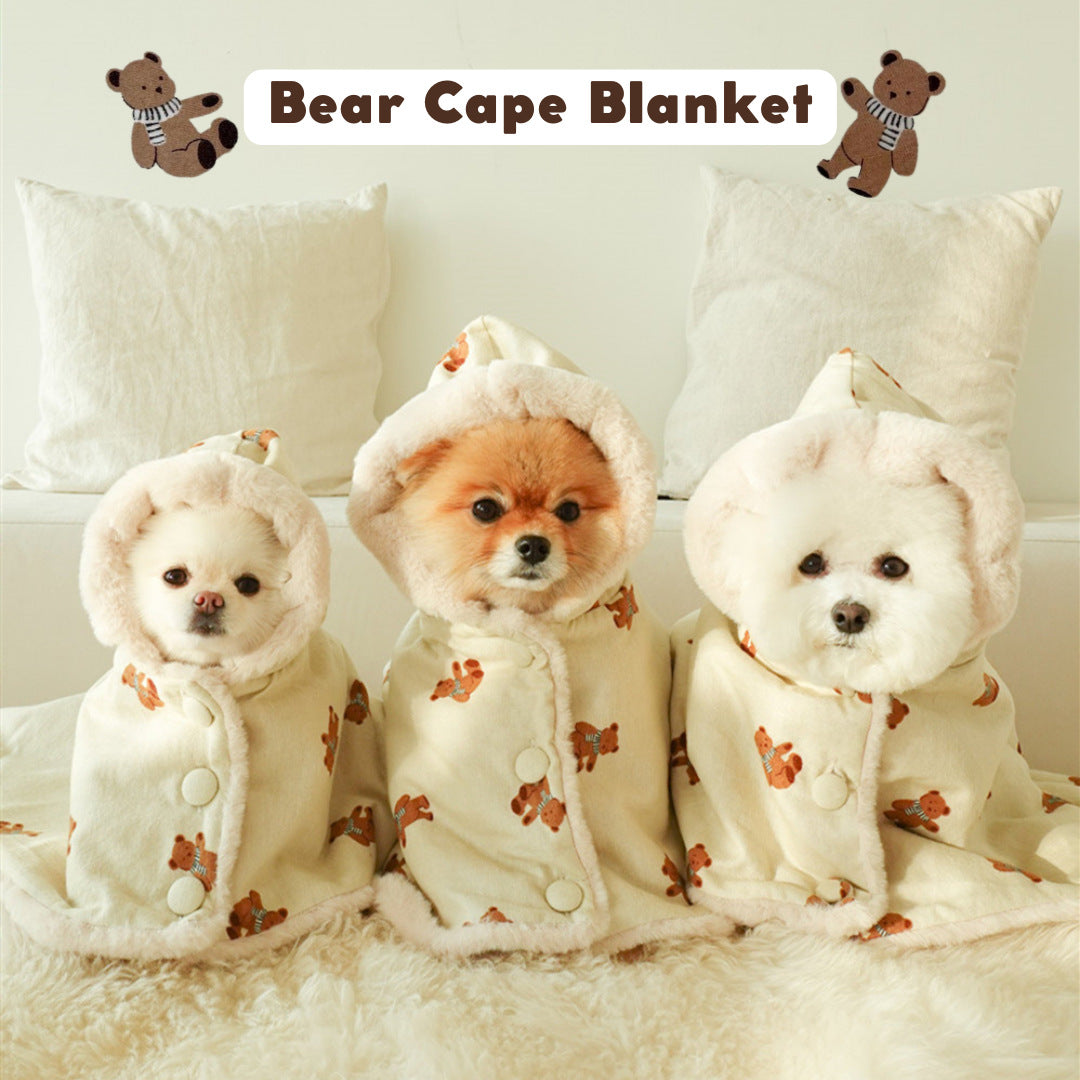 Double-sided wrap scarf teddy bear pet blanket cape