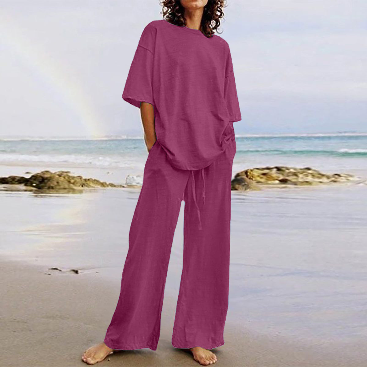 Women's Casual Two-Piece Set with Belt