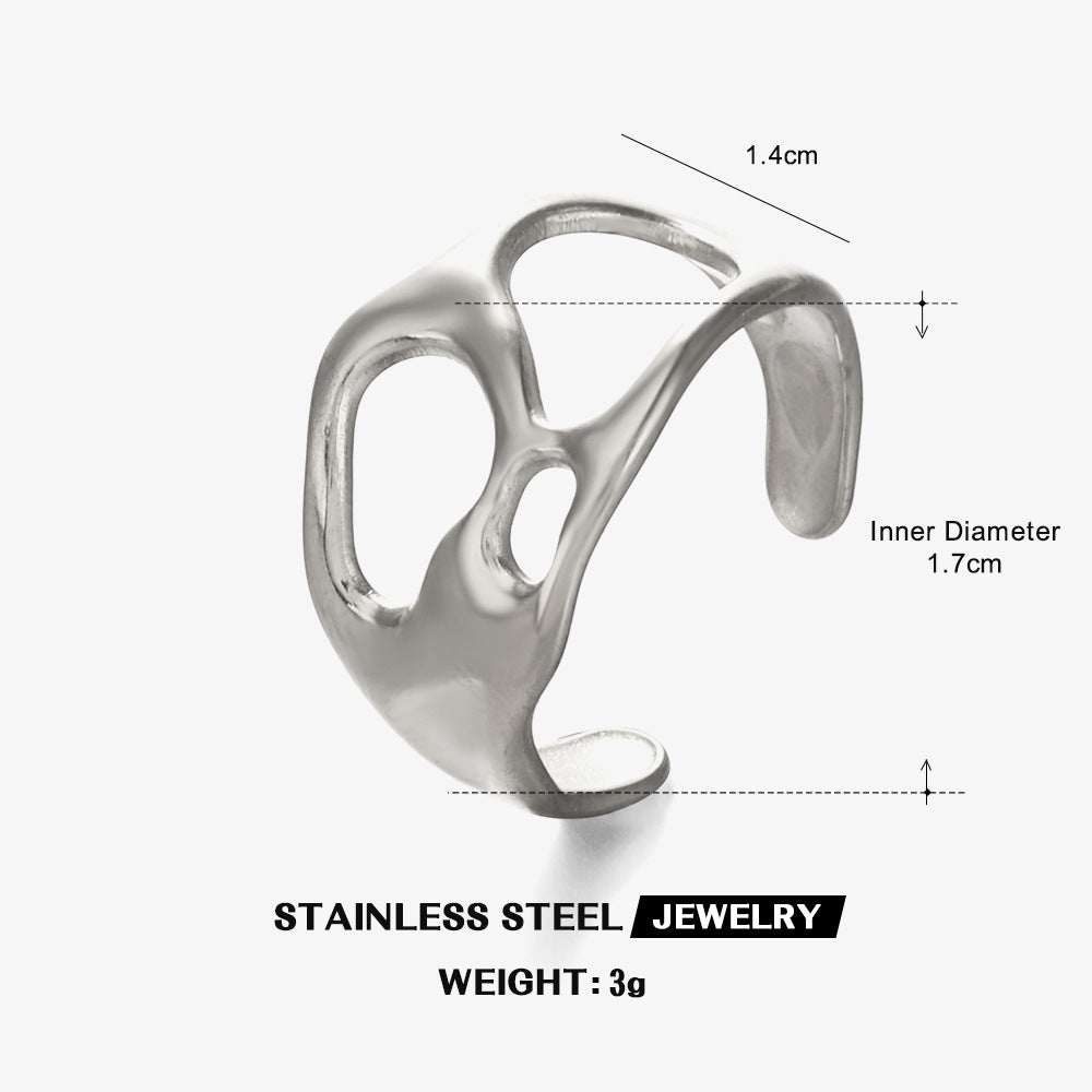 Geometric Open Titanium Steel Ring