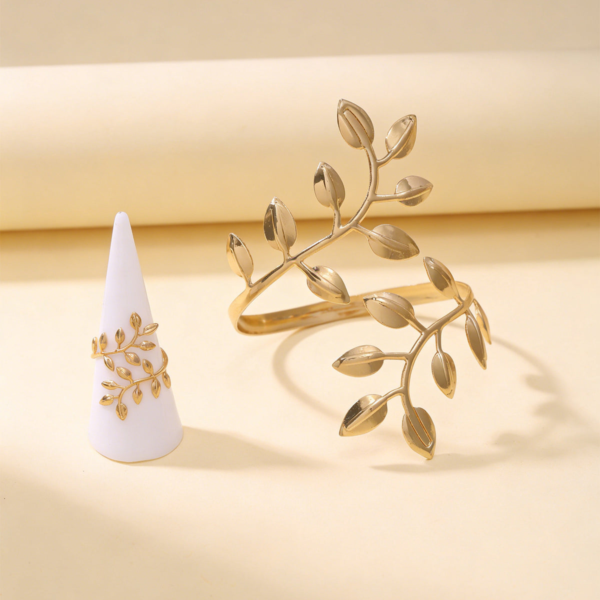 Geometric Open Bracelet and Ring Set