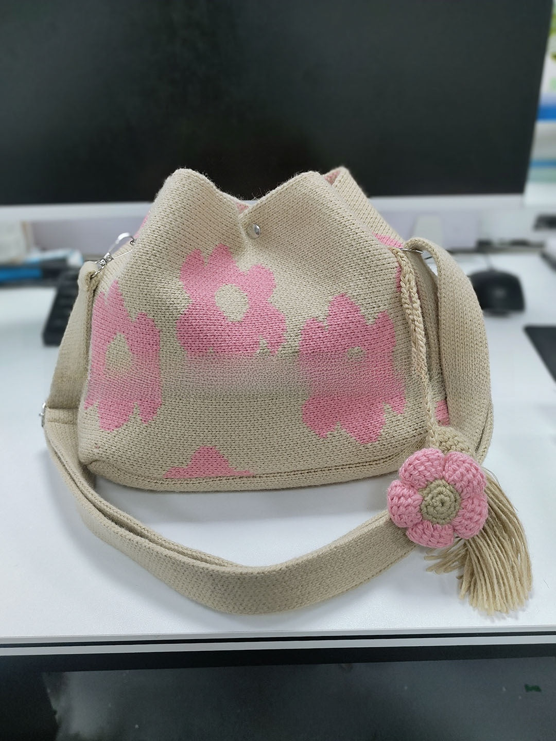 Handmade Crochet Floral Tote Bag