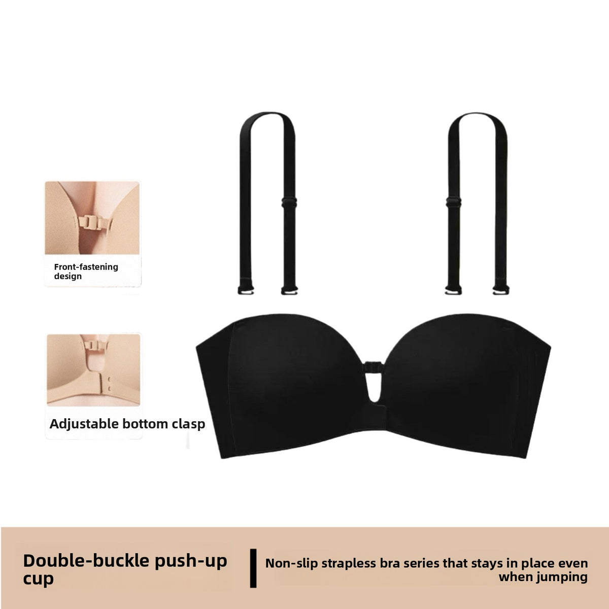 Strapless Front Clasp Push Up Bra