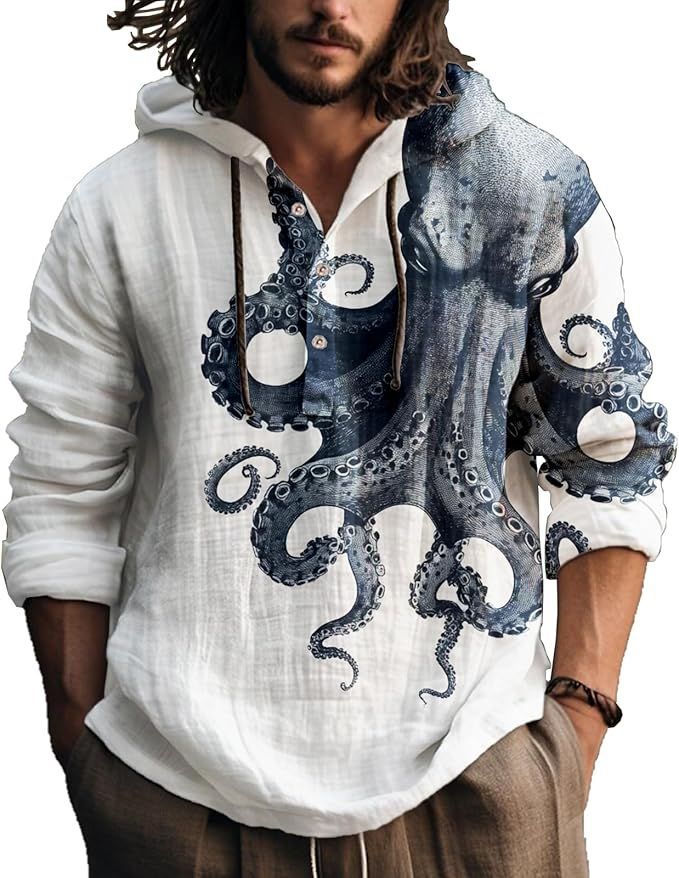 Mens 3D Printed Hooded Short Sleeve Shirt Casual Lapel Polyester Shirt