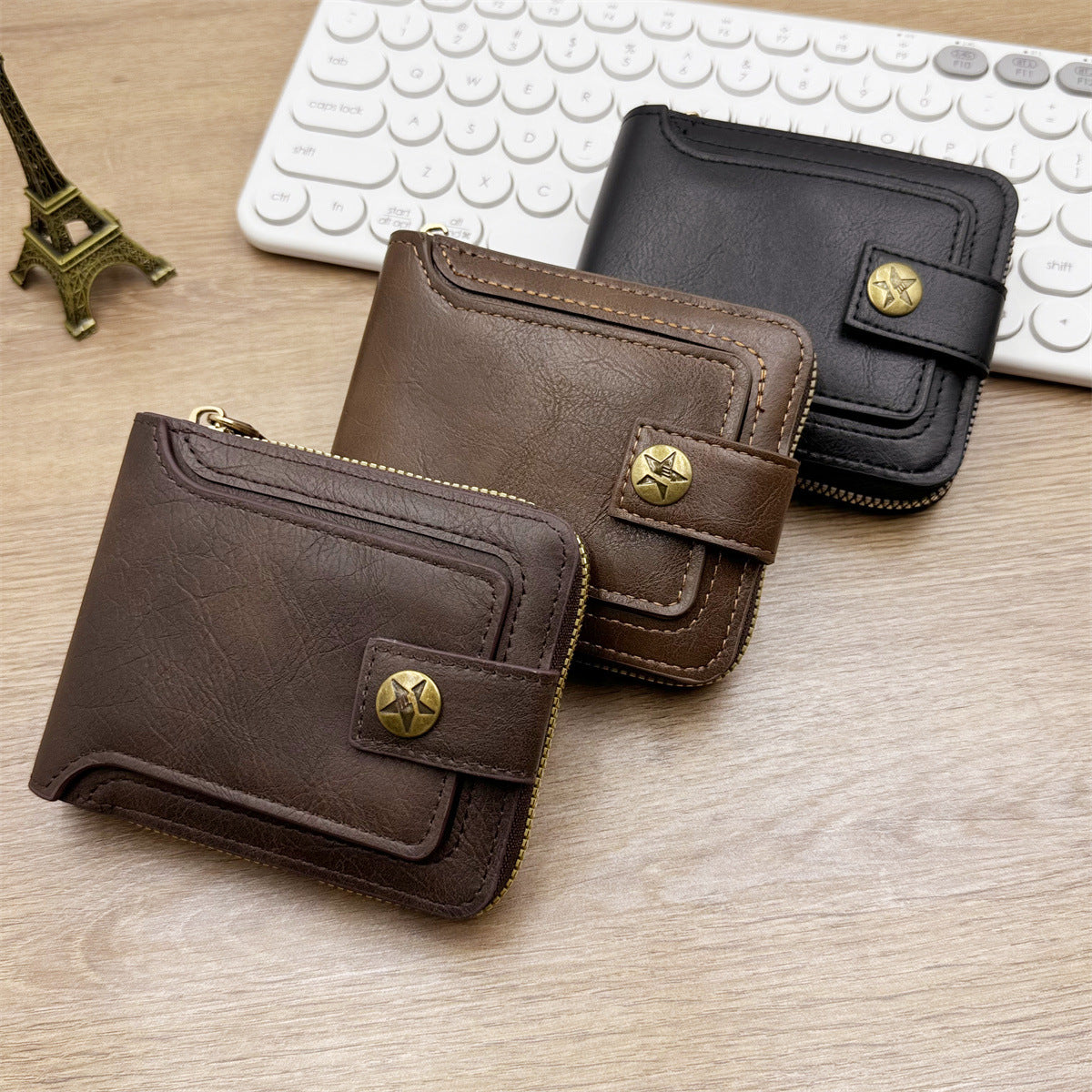 Retro Mens Short Zipper Wallet