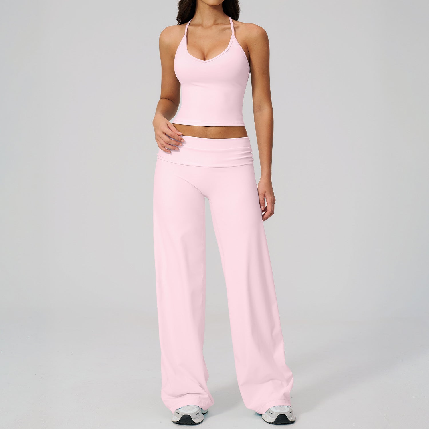 Women's Racerback Yoga Set with Wide-Leg Pants