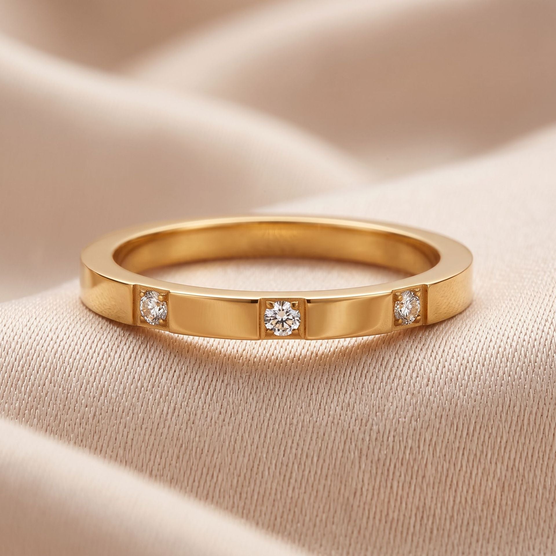 Stainless steel ring with diamonds, titanium steel ring