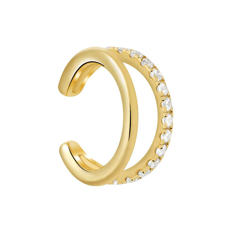 Light Luxury Zircon Inlaid 18K Gold Copper Ear Clip for Unisex