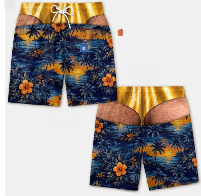 Men's 3D Patriotic Print Loose Beach Shorts