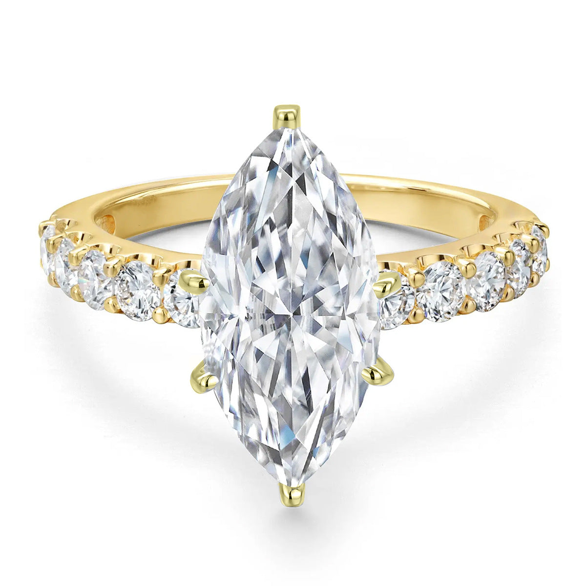 Marquise Cubic Zirconia Ring Copper Gold Plated Stackable Jewelry