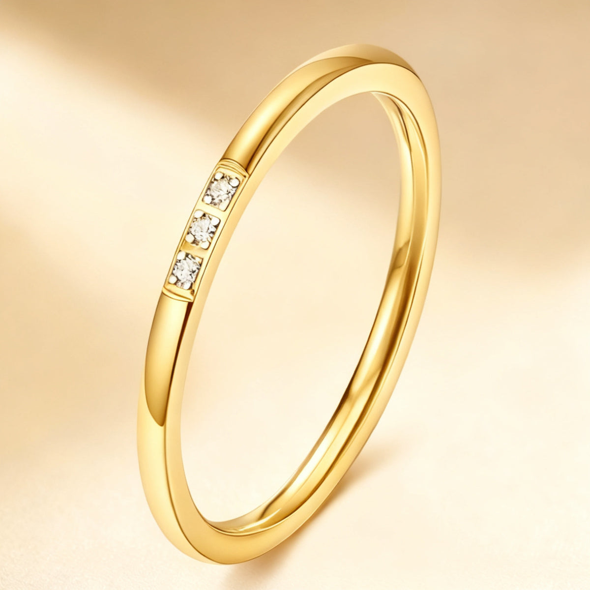 Stainless steel ring with diamonds, titanium steel ring