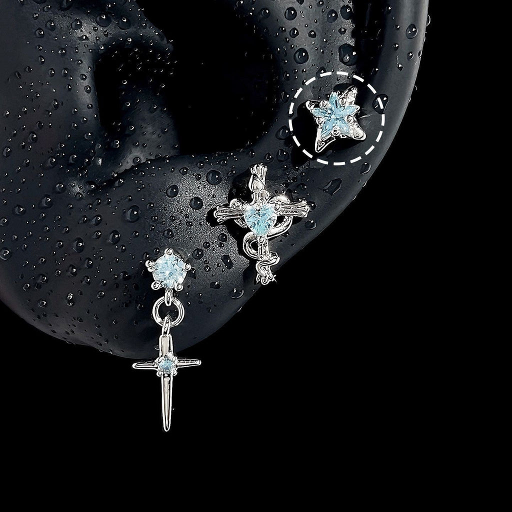 Ice-blue zircon stud earrings