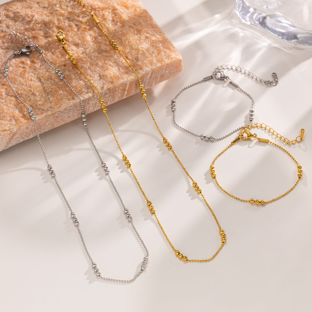 Geometric Titanium Steel Necklace and Bracelet Set