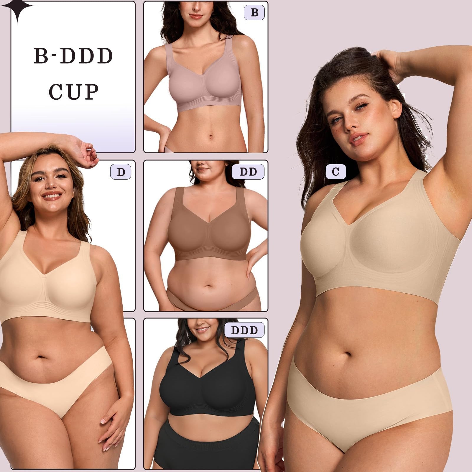 Women's support bra to prevent sagging and make large breasts appear smaller