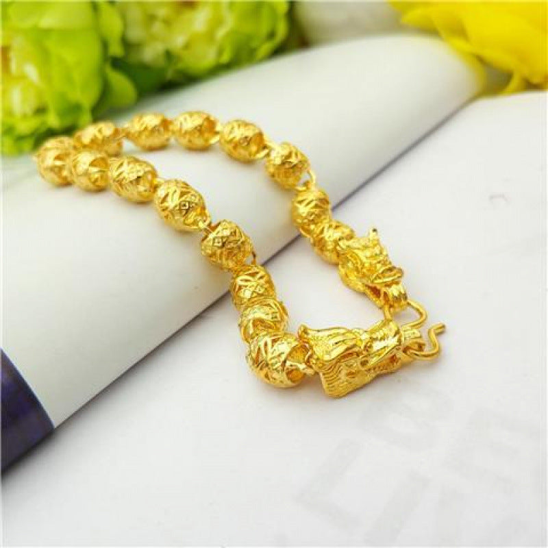 Vintage Dragon Head Gold Bracelet Unisex Hollow Design