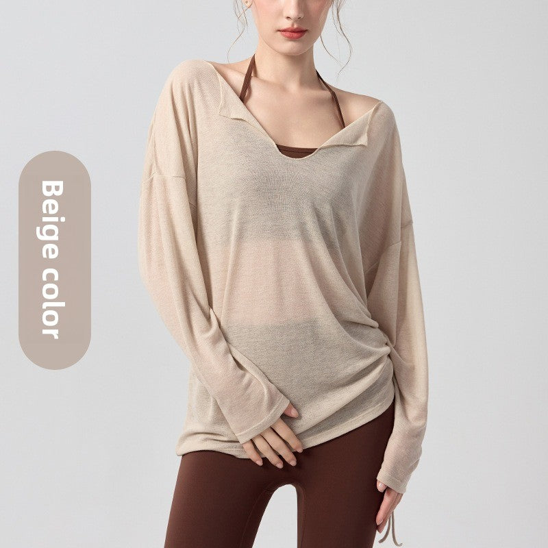 Womens Loose Fit Yoga Long Sleeve Top