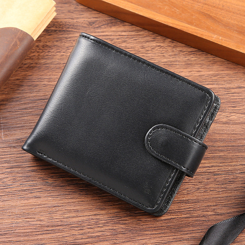 Mens Vintage PU Leather Horizontal Wallet with Zippered Coin Pocket