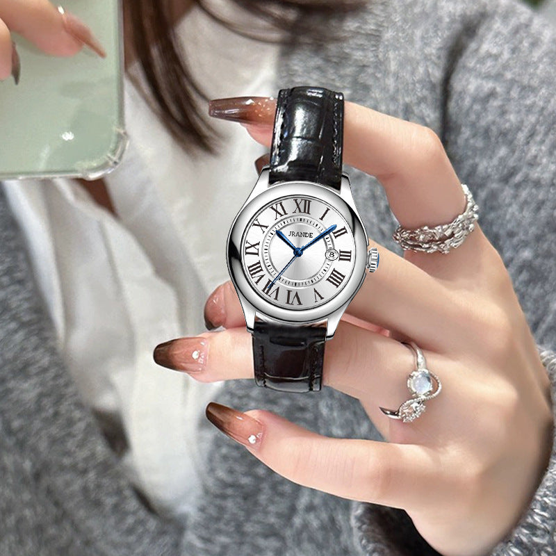 Jrande Leather Strap Quartz Couple Watches