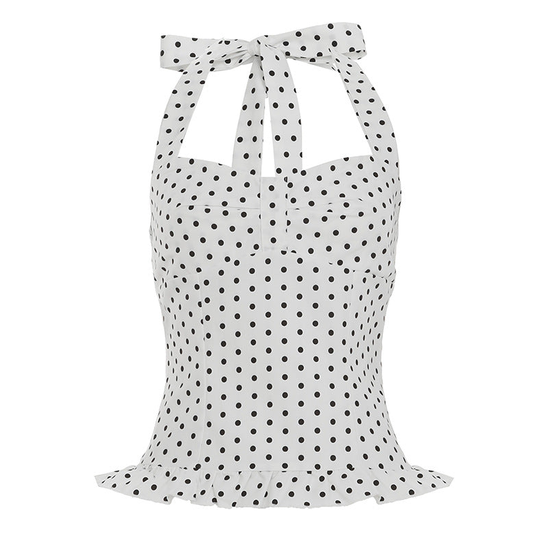Women's Polka Dot Halter Neck Tank Top