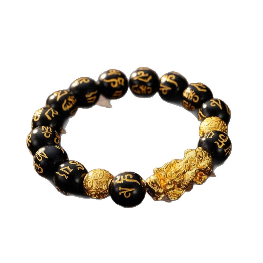 Black Gold Pixiu Feng Shui Bracelet Copper Alloy Unisex