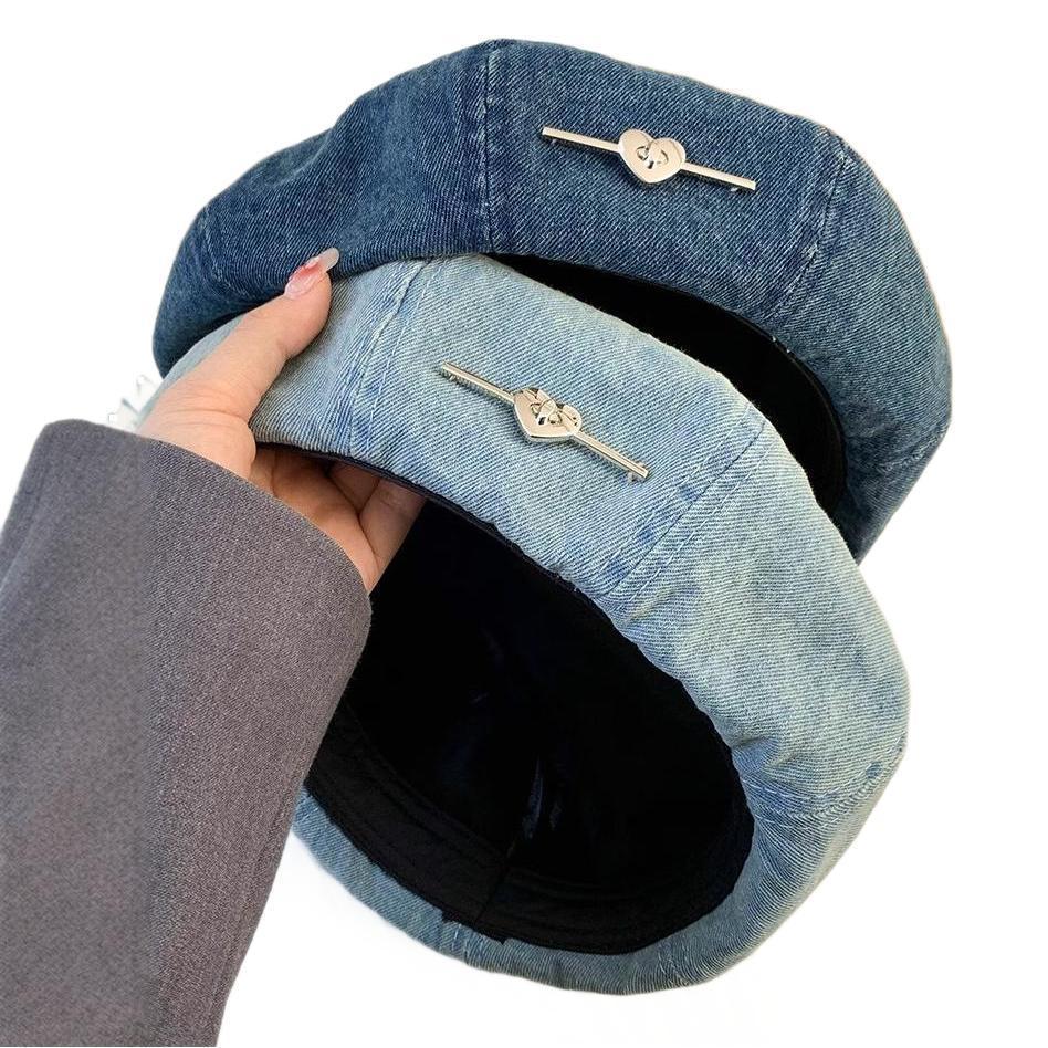 Washed Denim Newsboy Cap
