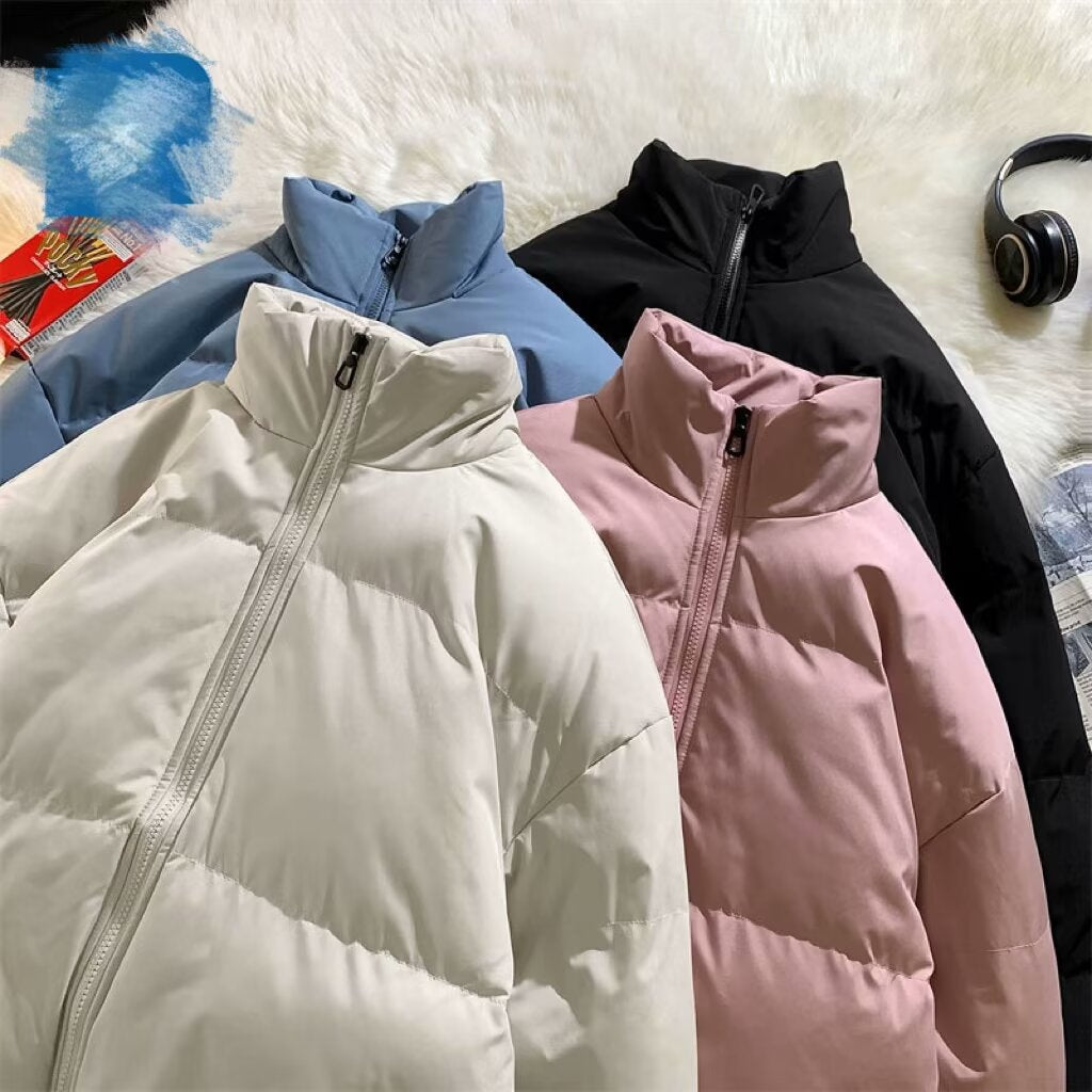 Men's Korean Style Waterproof Zip Up Jacket Stand Collar Loose Fit