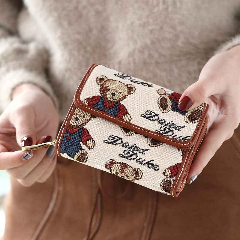 Korean Style Corduroy Folding Wallet