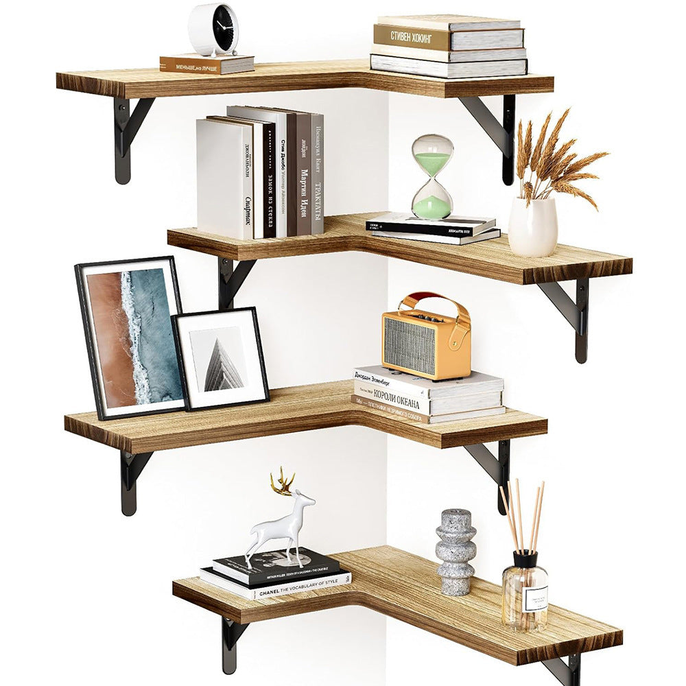 Floating Wood Shelf Wall Mounted Storage Rack