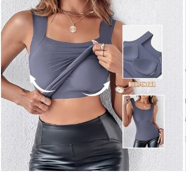 Womens Solid U-Neck Sleeveless Tank Top