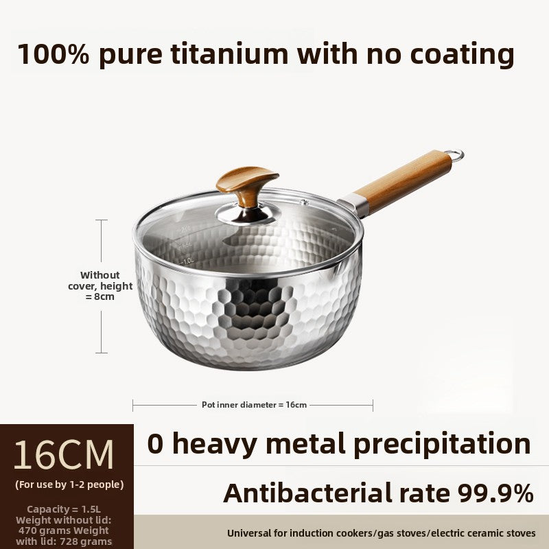 Pure Titanium Hammered Texture Cooking Pot with Steamer