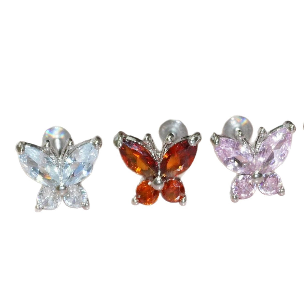 Butterfly zircon lip nail