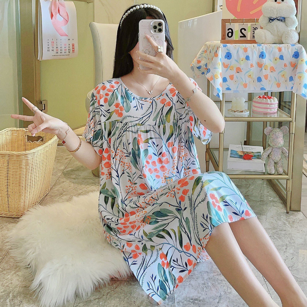 Thin sleeping dresses for women in spring  autumn and summer