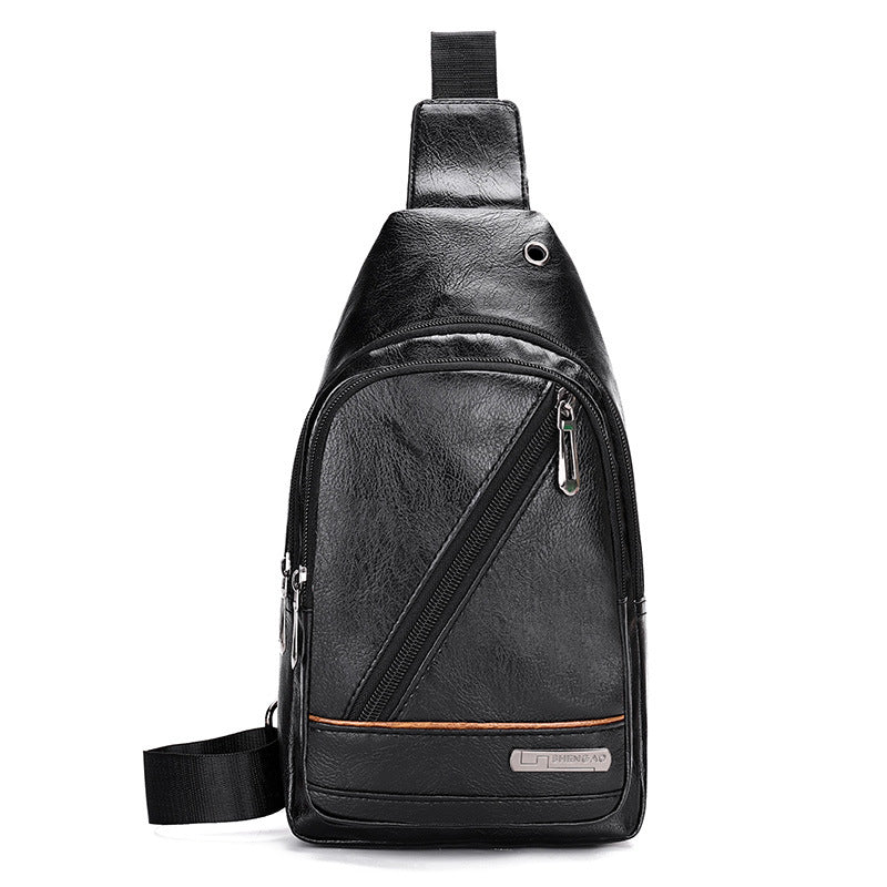 Mens PU Leather Crossbody Chest Bag