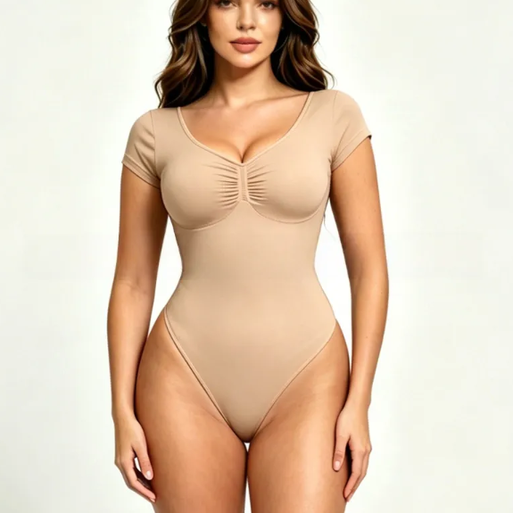 Seamless Shaping Bodysuit with V-Neck